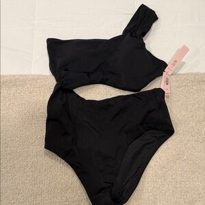 Victoria's Secret Black One-Shoulder Swim One Piece